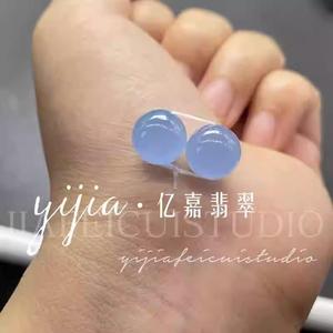缅甸老坑天然A货翡翠蓝水冰种单颗圆珠手串配珠