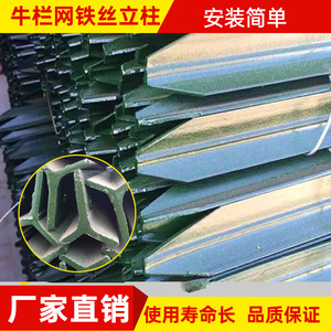 三角铁实心Y型铸铁立柱 铁丝网围栏杆 牛栏户外养殖专用柱