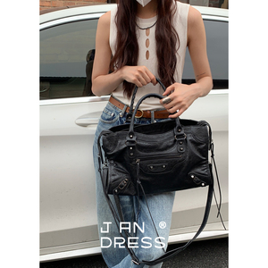 简着 巴黎铆钉机车ABG辣妹包 高级大容量单肩斜挎手提女包