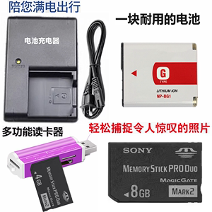 索尼DSC-W系列相机专用电池充电器套装 含8G内存卡 适用W100 W110 W120 W130 W150