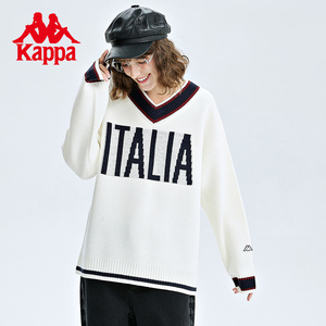 Kappa卡帕官方Outlets春秋情侣款V领套头毛衣卫衣休闲外套K0CY2LT01