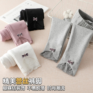 2025新款女童春秋外穿纯棉打底裤 白色小童春装女宝宝裤子