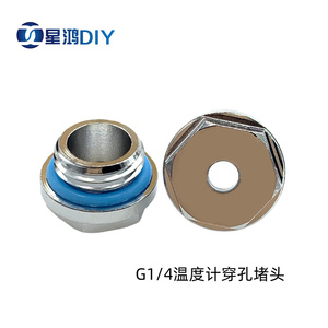 G1/4 2分螺纹水冷温度计专用穿孔堵头 4MM探头孔止水锁紧塞头