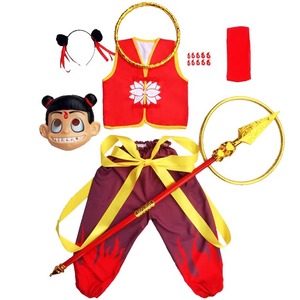 小哪吒亲子cos演出服装 全套男女童表演衣服