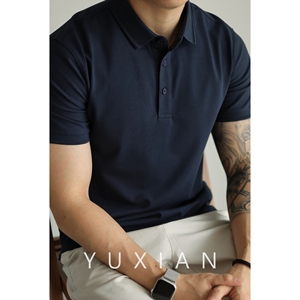 YUXIAN高端5A级抑菌面料冰感50支珠地男士Polo短袖T恤 休闲商务翻领短袖衫