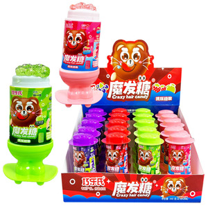 儿童创意旋转滑板糖果 长头发趣味混合果酱零食