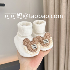 春秋新生儿宝宝软底鞋袜0-1岁 学步鞋地板防滑不掉鞋 3-6-9-12月适用