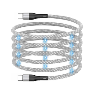 磁吸收纳双Type-C转Lightning快充数据线 适用华为苹果iPhone14/15/16平板笔记本