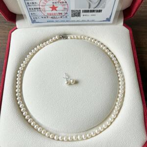 天然淡水珍珠项链 近圆强光小米链 5-8mm 母亲节礼物送妈妈女友