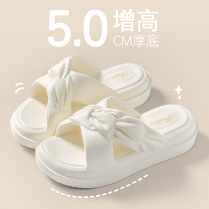 2025新款女士夏季厚底增高凉拖鞋 外穿防滑踩屎感海边沙滩鞋