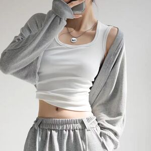 唯夕念女式宽肩带休闲背心 时尚百搭舒适上衣