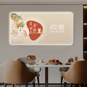 家用智能LED电子钟装饰画数码万年历插电挂钟 免打孔静音时钟