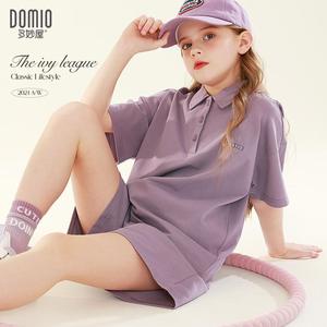 DOMIO女童夏款中大童运动休闲套装Polo衫上衣两件套