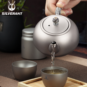 银蚁纯钛茶具 户外便携钛合金茶壶 快客杯 泡茶神器