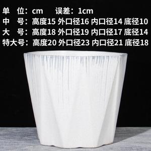 简约白陶瓷八方特大号多肉绿植盆栽花盆 送托盘 室内阳台桌面摆件