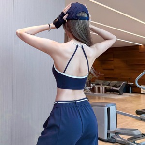 岚纹固定杯美背瑜伽背心女细肩带防震聚拢运动内衣跑步健身文胸