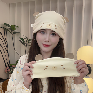纯棉月子帽春秋夏薄款产后防风大头围吸汗妈妈帽