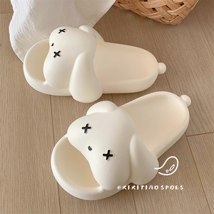 夏季外穿儿童凉拖鞋 男女童时尚小狗图案 防滑亲子沙滩一字拖 踩屎感软底