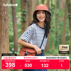 2024夏新款LAFUMA乐飞叶户外女式纯棉条纹短袖T恤宽松休闲上衣