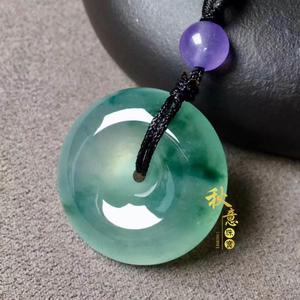 正品翡翠色平安扣吊坠情侣款玉佩一对 玉石项链 玉器礼物