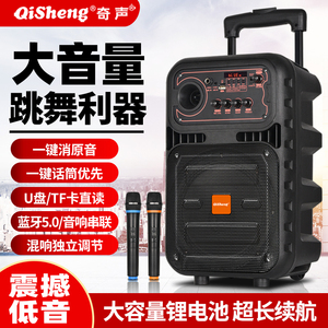 奇声广场舞户外拉杆音响 家庭K歌一体机 大音量蓝牙低音炮音箱