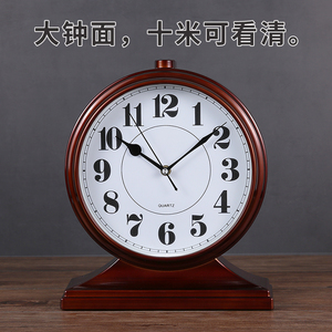 现代简约大号客厅座钟 新中式复古台式石英钟 非实木静音摆件