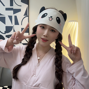 纯棉孕妇产后月子发带 头巾 月子帽 防风护头 可爱熊猫图案 春夏适用