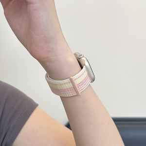 苹果手表官方同款尼龙回环式表带 适用Apple Watch S10/S7/S6/S5/SE2 9/8代 男女运动编织表带
