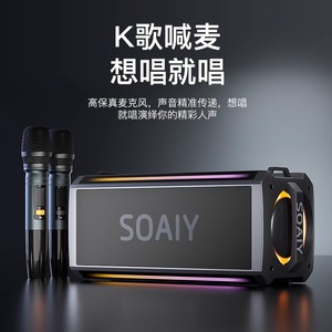 索爱SH05蓝牙音箱 大功率超重低音炮 立体声无线户外广场舞K歌音响