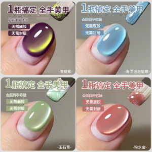 2025新款网红美甲懒人必备一步猫眼指甲油胶 流行色三合一建构胶