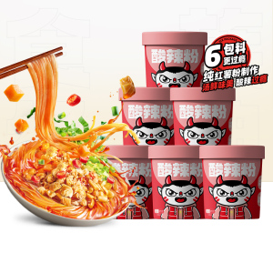 食族人酸辣粉110g*6桶装 经典砂锅风味 方便速食粉丝锅巴夜宵