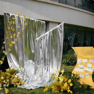 金色烫金布料 包柱子包树婚礼舞台背景装饰布 生日银色庆典装饰布