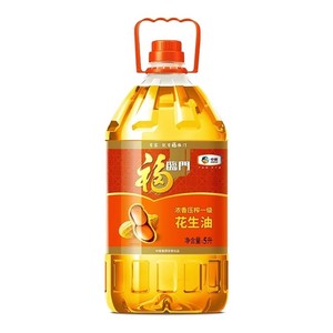福临门浓香一级压榨花生油5L 家庭料理甄选大花生优质食用油