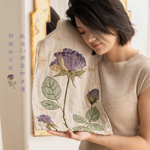 2025新款一枝独秀花卉纯棉纱布四层大人毛巾 手巾面巾