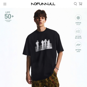 NOFUNNULL260g重磅索罗娜凉感短袖T恤 男款美式复古宽松印花上衣