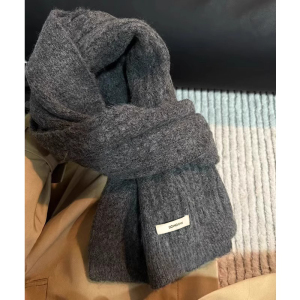 2025新款灰色羊毛混纺女款围巾 韩系秋冬高级感软糯小众