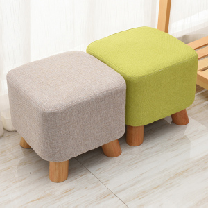 家用实木矮凳 换鞋凳客厅茶几沙发布艺小板凳坐墩