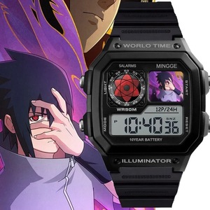 火影忍者鸣人佐助带土斑款儿童初中生电子计时闹钟手表