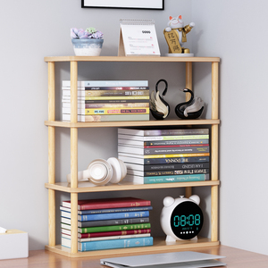 简易实木多层桌面书架 儿童书桌小型置物架储物隔板收纳架