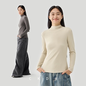 CKDH2025新款德绒半高领女长袖打底衫 双面加绒发热保暖秋冬必备
