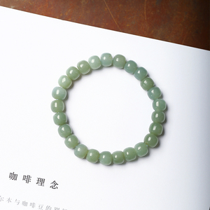 新疆且末蓝天然和田玉老形珠手链 女款素圈玉石手串 福利特惠