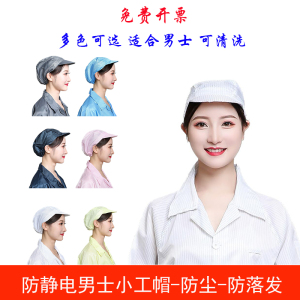 蓝白色防静电无尘劳保工作帽 食品厂净化车间专用洁净帽