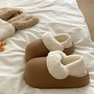 力推两穿设计！冬季女款厚底保暖可拆卸防水包跟毛毛棉拖鞋外穿