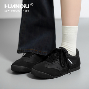 环球2025秋季新款黑色德训鞋 女款复古百搭运动休闲平底板鞋