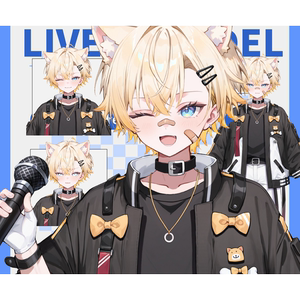 Live2D虚拟主播设计 橙汁小猫偶像风男皮套 成品直播虚拟形象定制