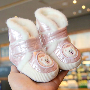 冬季0-12个月男女宝宝加绒保暖步前鞋婴儿加厚软底鞋