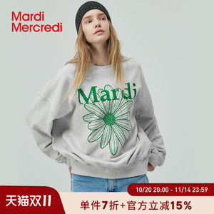 MardiMercredi小雏菊圆领印花男女宽松休闲卫衣可露丽风