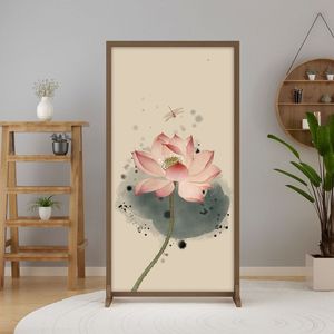 新中式现代简约木质移动屏风 客厅入户玄关布艺遮挡隔断座屏