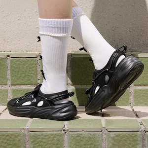 阿迪达斯2025夏季新品男女凉鞋 厚底防滑透气魔术贴沙滩鞋JS4582