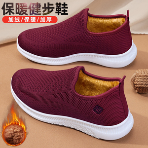 老北京布鞋女冬季加绒防滑保暖一脚蹬中老年妈妈棉鞋正品